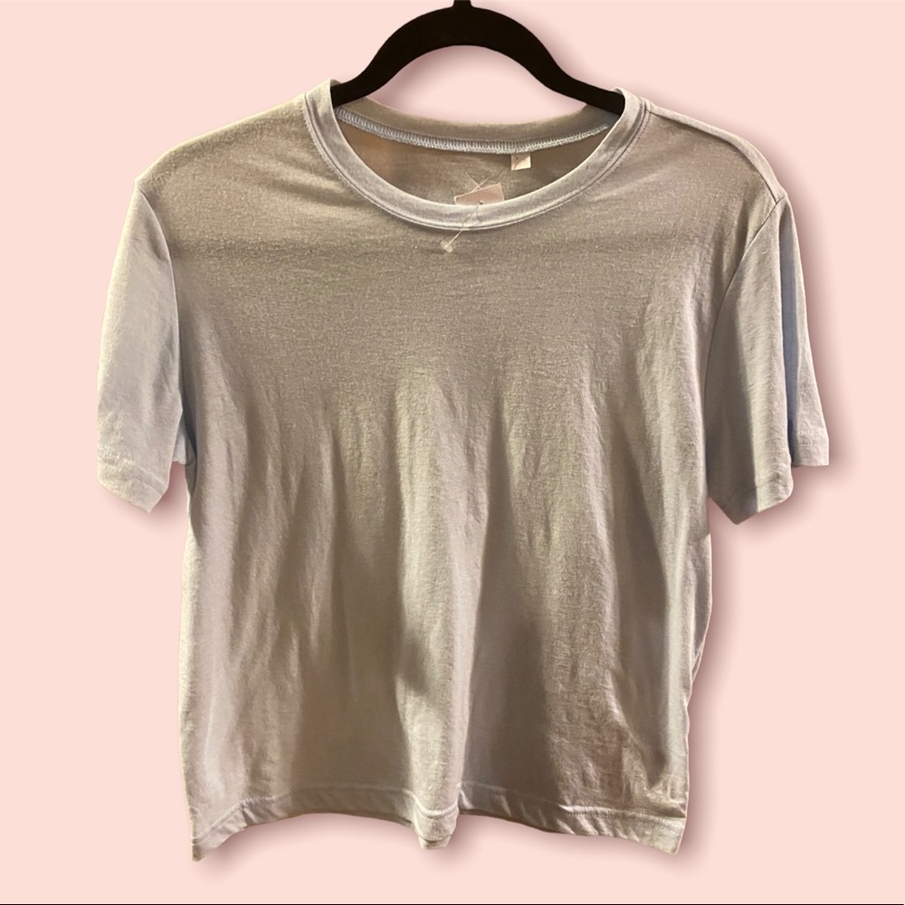 light blue soft cropped tee